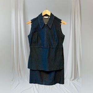 Denim Set: Top & Skirt with Zipper Accent, Womens size Medium & 8 by Halogen